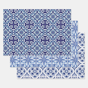 Portugiesisch-blaue Fliese Geschenkpapier Set