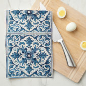 Portugiesisch-blaue Fliese Geschirrtuch (Viertel Falte)