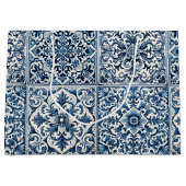 Portugiesisch-blaue Fliese Große Geschenktüte (Vorderseite)