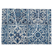 Portugiesisch-blaue Fliese Große Geschenktüte (Rückseite)