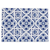 Portugiesisch-blaue Fliese Große Geschenktüte (Rückseite)