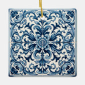 Portugiesisch-blaue Fliese Keramikornament (Vorderseite)