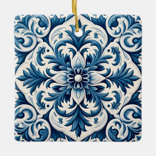 Portugiesisch-blaue Fliese Keramikornament (Vorderseite)