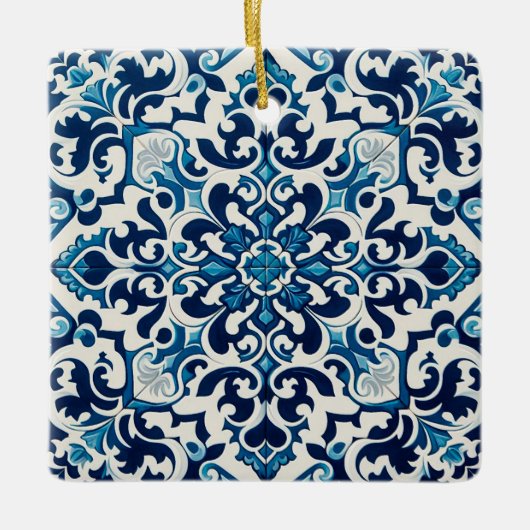 Portugiesisch-blaue Fliese Keramikornament (Vorderseite)
