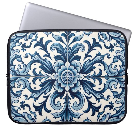 Portugiesisch-blaue Fliese Laptopschutzhülle (Vorderseite)