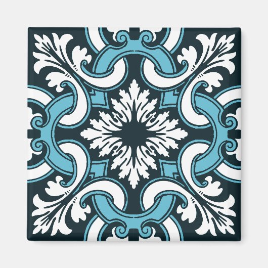 Portugiesisch-blaue Fliese Magnet (Vorne)