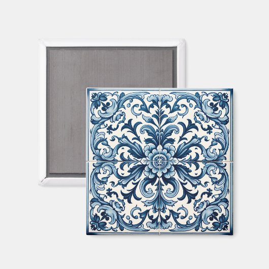 Portugiesisch-blaue Fliese Magnet (Vorderseite/Rückseite)