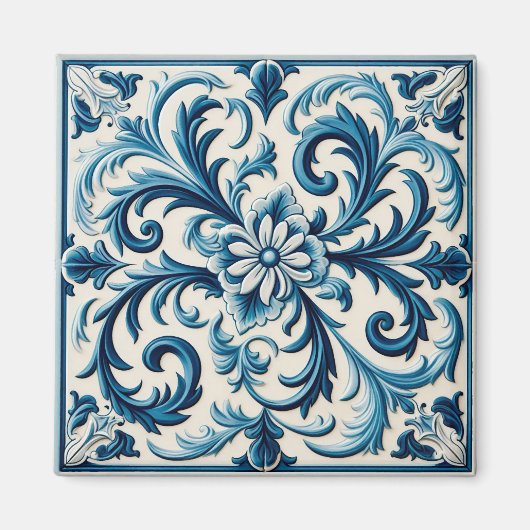 Portugiesisch-blaue Fliese Magnet (Vorne)