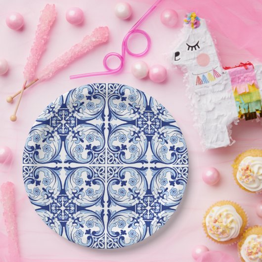 Portugiesisch-blaue Fliese Pappteller (Party)