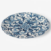 Portugiesisch-blaue Fliese Pappteller (Schrägansicht)