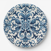 Portugiesisch-blaue Fliese Pappteller (Vorderseite)