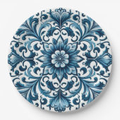 Portugiesisch-blaue Fliese Pappteller (Vorderseite)