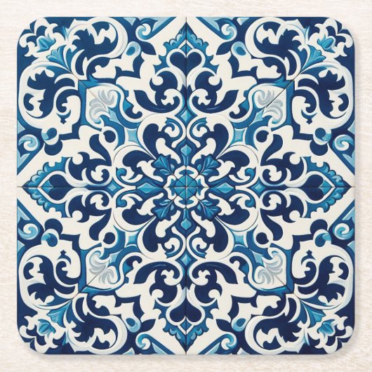 Portugiesisch-blaue Fliese Rechteckiger Pappuntersetzer (Vorderseite)