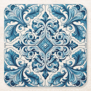 Portugiesisch-blaue Fliese Rechteckiger Pappuntersetzer
