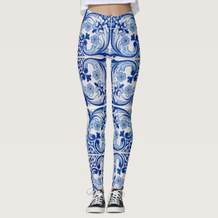 Portugiesisch-blaue Fliesen Leggings