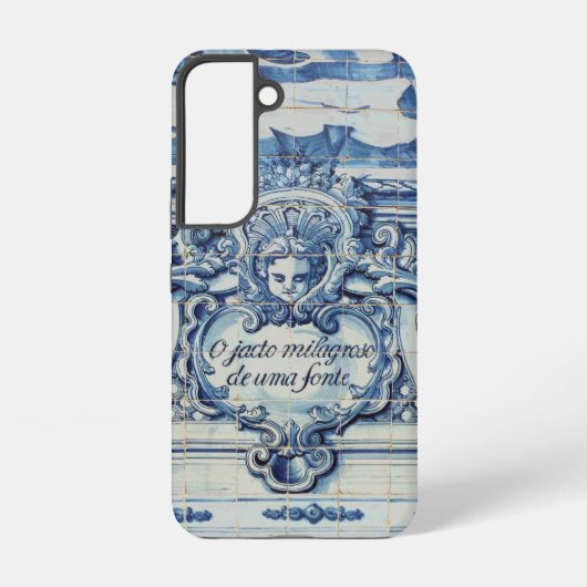 Portugiesisch blaue Fliesen mit zwei Engeln Samsung Galaxy Hülle (Rückseite)