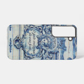 Portugiesisch blaue Fliesen mit zwei Engeln Samsung Galaxy Hülle (Rückseite (Horizontal))