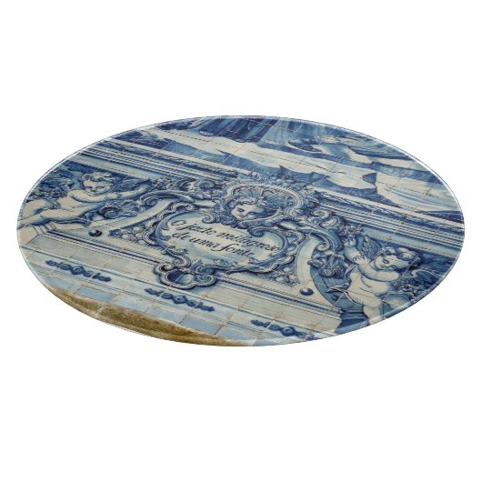 Portugiesisch blaue Fliesen mit zwei Engeln Schneidebrett (Ecke)