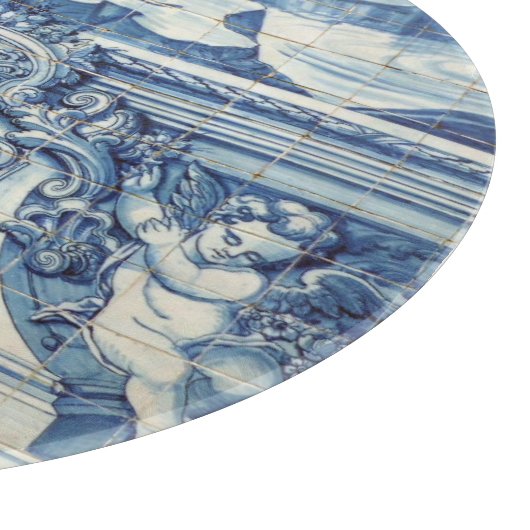 Portugiesisch blaue Fliesen mit zwei Engeln Schneidebrett (Ecke)