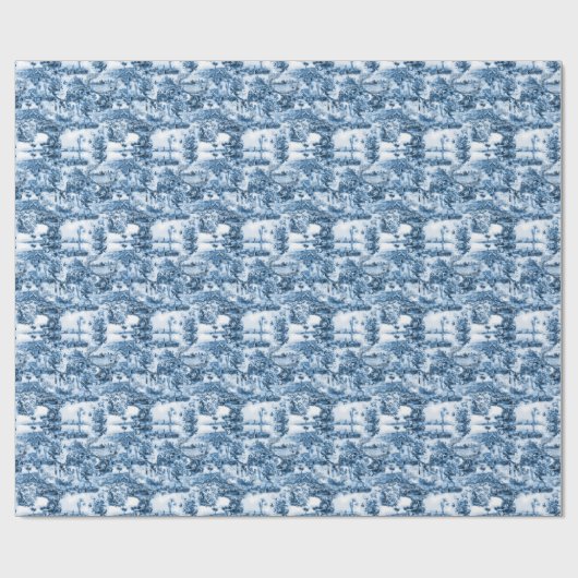 Portugiesisch-blaue Fliesen-Romantikmuster Geschenkpapier (Flach)