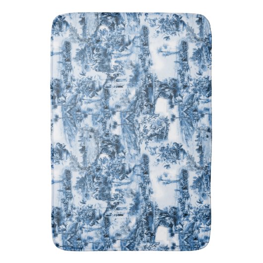 Portugiesisch-blaue Fliesen romantisches Szenemust Badematte (Vorderseite Vertikal)