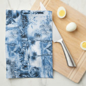 Portugiesisch-blaue Fliesen romantisches Szenemust Geschirrtuch (Viertel Falte)