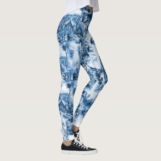 Portugiesisch-blaue Fliesen romantisches Szenemust Leggings (Rechts)