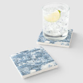 Portugiesisch-blaue Fliesen romantisches Szenemust Steinuntersetzer (Seitenansicht)