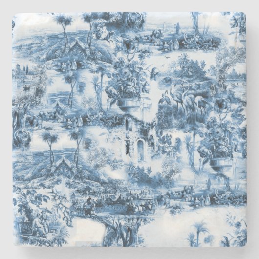 Portugiesisch-blaue Fliesen romantisches Szenemust Steinuntersetzer (Vorderseite)