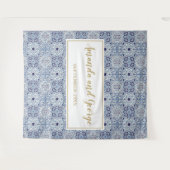 Portugiesisch-blaue Kacheln Hintergrund Hochzeiten Wandteppich (Vorderseite (Horizontal))