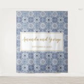 Portugiesisch-blaue Kacheln Hintergrund Hochzeiten Wandteppich (Vorderseite)