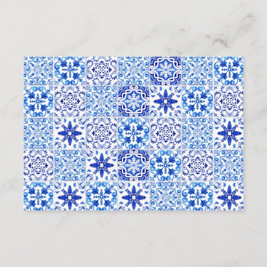 Portugiesisch Blaue Tiles Arch Wedding Begleitkarte (Rückseite)