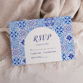 Portugiesisch Blaue Tiles Arch Wedding RSVP Karte