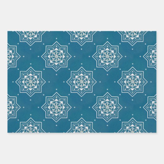 Portugiesisch-Blauer Azulejos-Muster Geschenkpapier Set (Vorderseite)