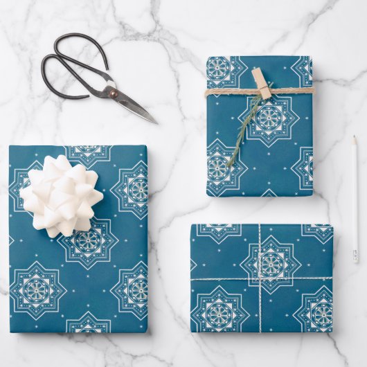 Portugiesisch-Blauer Azulejos-Muster Geschenkpapier Set (Vorderseite)