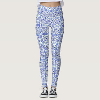 Portugiesisch Blue Azulejo Tile Art Leggings