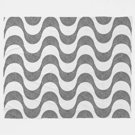 Portugiesisch-Kobelstein Schwarz-Weiß-Wellen Fleecedecke (Vorderseite (Horizontal))