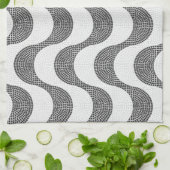 Portugiesisch-Kobelstein Schwarz-Weiß-Wellen Geschirrtuch (Gefaltet)