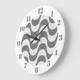 Portugiesisch-Kobelstein Schwarz-Weiß-Wellen Große Wanduhr