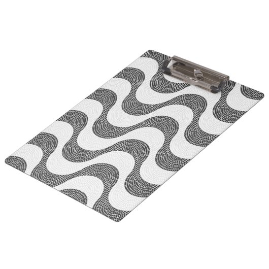 Portugiesisch-Kobelstein Schwarz-Weiß-Wellen Klemmbrett (Schrägansicht)