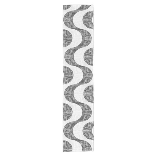 Portugiesisch-Kobelstein Schwarz-Weiß-Wellen Kurzer Tischläufer (Vorderseite)