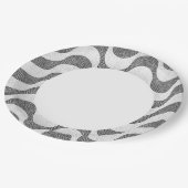 Portugiesisch-Kobelstein Schwarz-Weiß-Wellen Pappteller (Schrägansicht)