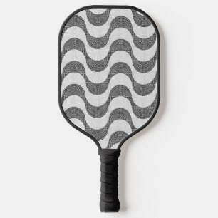 Portugiesisch-Kobelstein Schwarz-Weiß-Wellen Pickleball Schläger