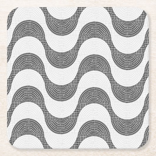 Portugiesisch-Kobelstein Schwarz-Weiß-Wellen Rechteckiger Pappuntersetzer (Vorderseite)