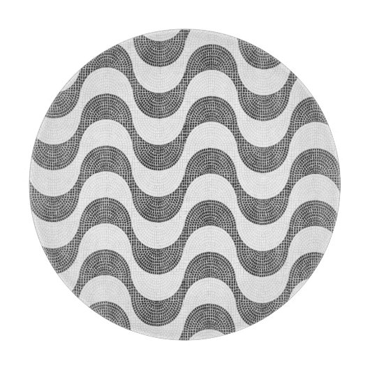 Portugiesisch-Kobelstein Schwarz-Weiß-Wellen Schneidebrett (Vorderseite)