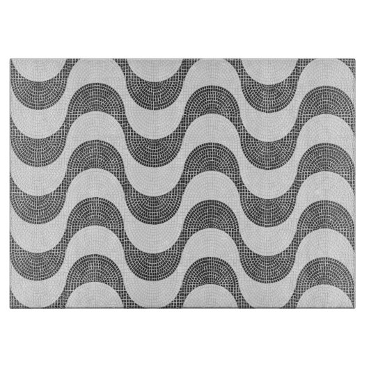 Portugiesisch-Kobelstein Schwarz-Weiß-Wellen Schneidebrett (Vorderseite)