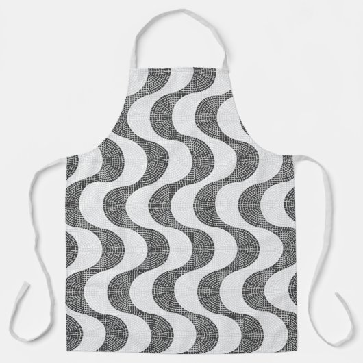 Portugiesisch-Kobelstein Schwarz-Weiß-Wellen Schürze (Vorderseite)