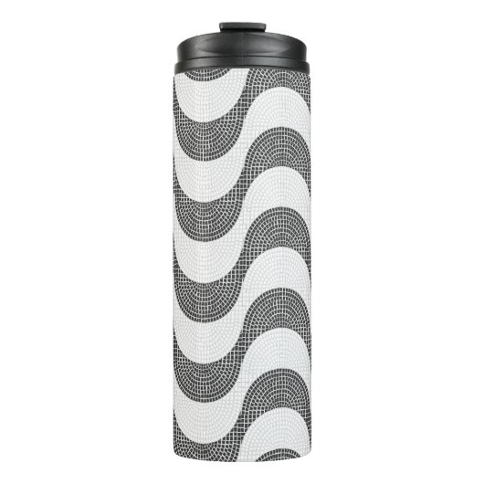 Portugiesisch-Kobelstein Schwarz-Weiß-Wellen Thermosbecher (Vorderseite)