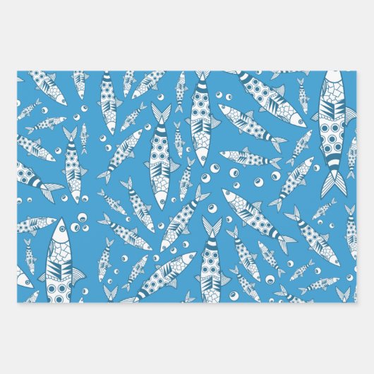 Portugiesisch Lissabon Sardines Pattern Azulejos B Geschenkpapier Set (Vorderseite 3)