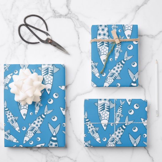 Portugiesisch Lissabon Sardines Pattern Azulejos B Geschenkpapier Set (Vorderseite)